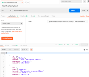 Postman test token